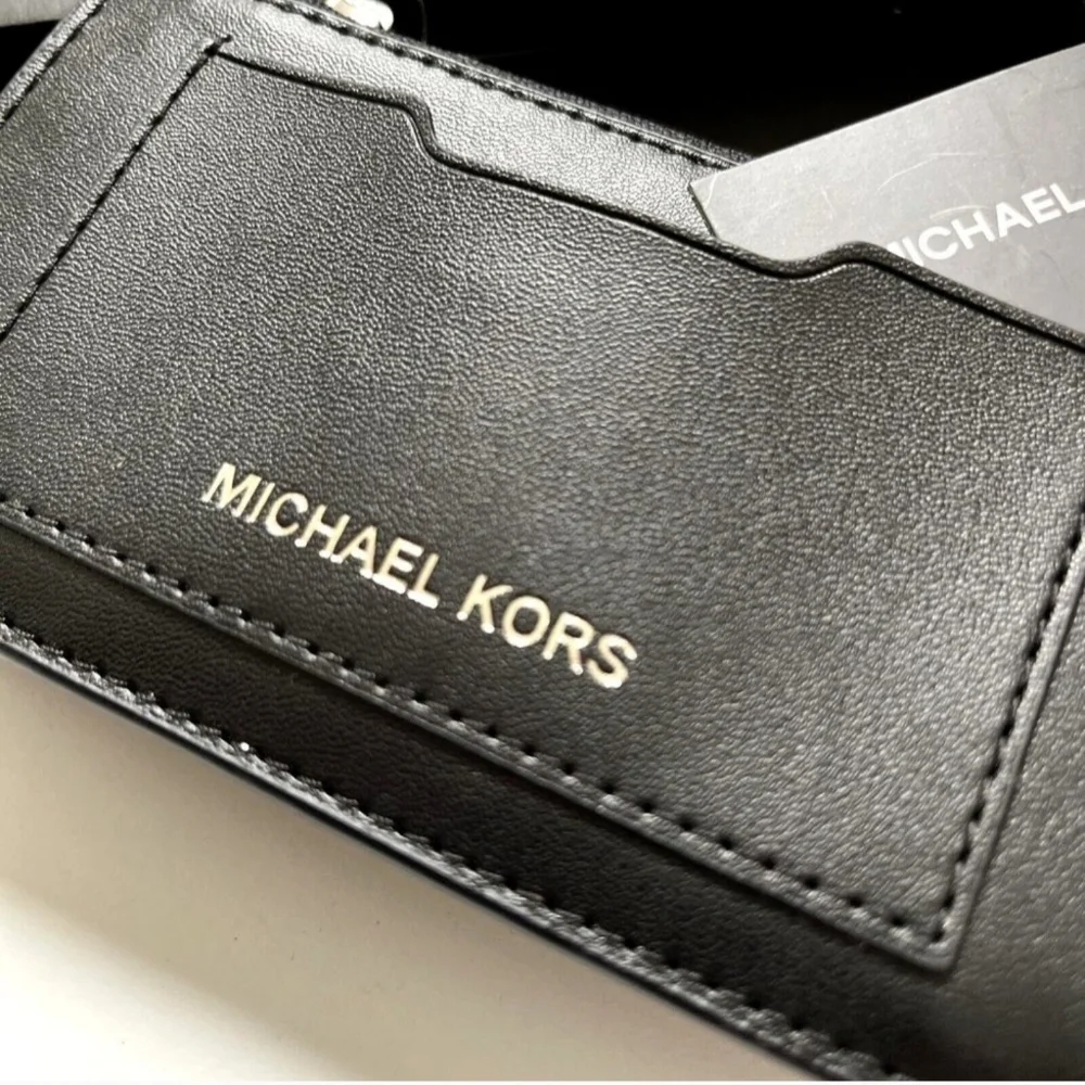 PRICE DROP‼️NWT MICHAEL KORS Unisex L-ZIP Genuine Leather Black Wallet with Box
